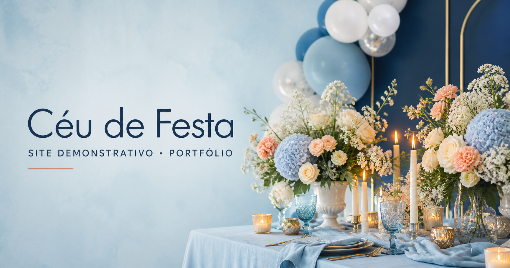 Céu de Festa — site demonstrativo de decoração para portfólio
